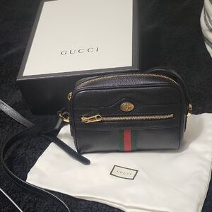 Gucci Black Leather Bag with Gold Details